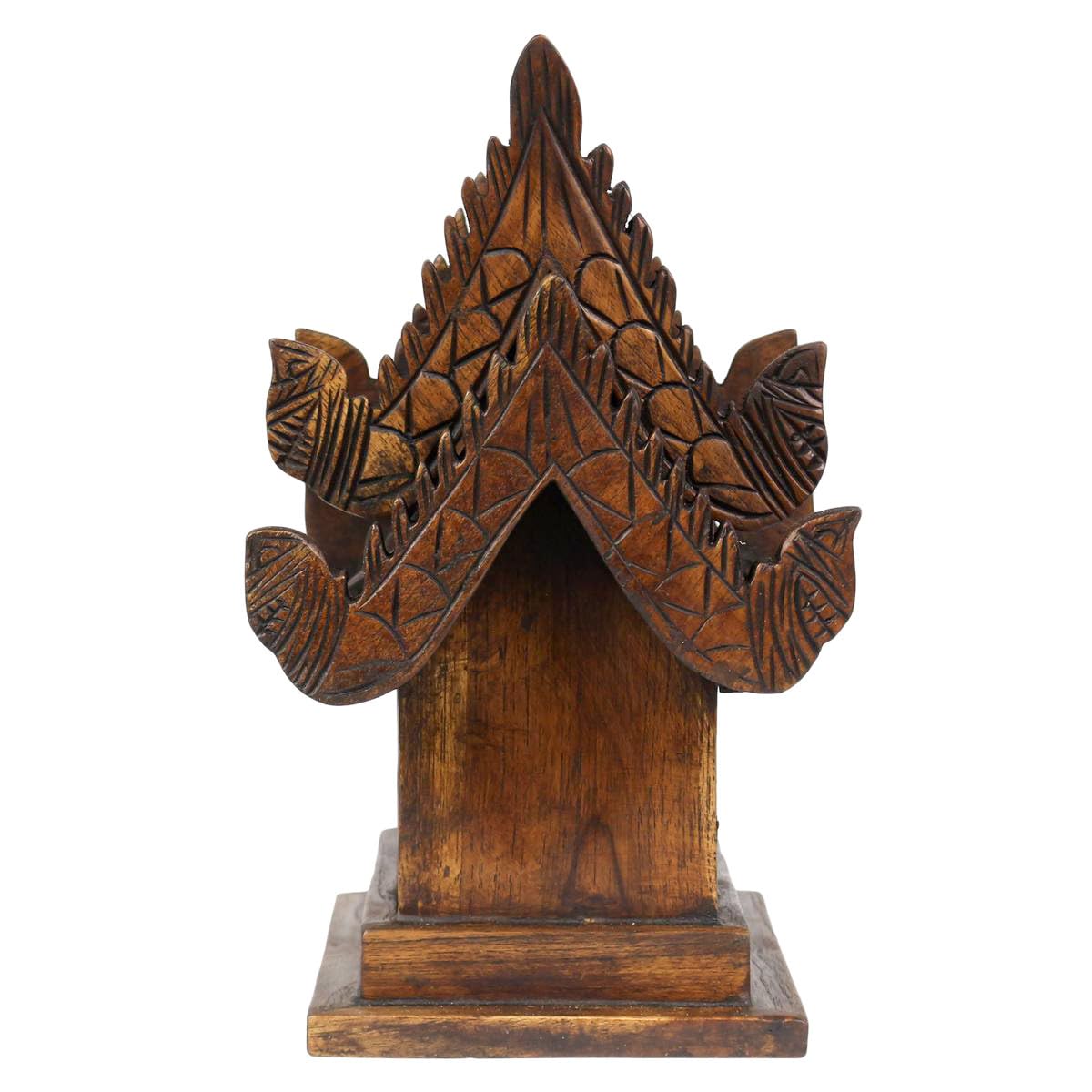 Traditionelles Geisterhaus aus Holz in Braun Geisterhäuschen San Phra Phum Feng Shui Thailand Asien Groß 24 cm