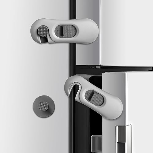 Paquete de 5 cerraduras para refrigerador a prueba de niños con adhesivo 3M, cerraduras de gabinete de seguridad para bebés, cerraduras de seguridad