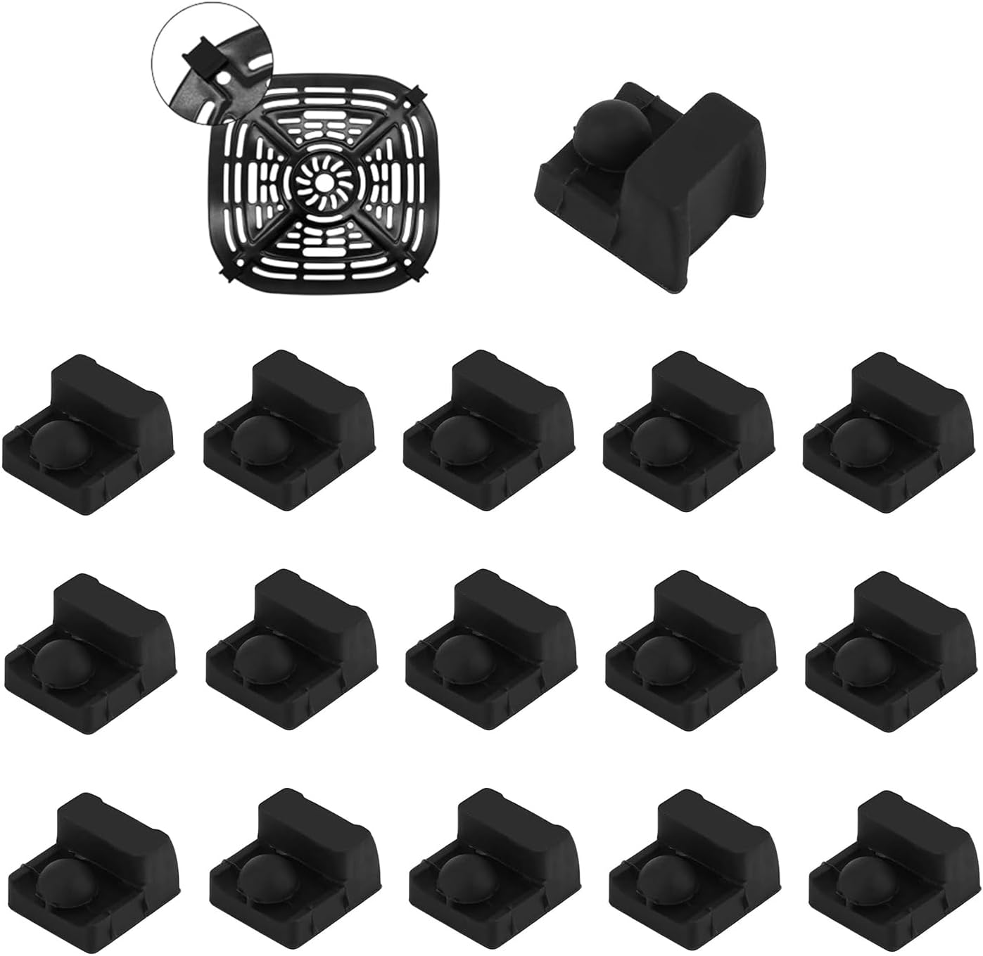 16pcs Air Fryer Silicone Bumpers for Ninja Crispi FN100 FN101 FN101GY FN090 FN091 FN103 Series, for Ninja Crispi Replacement Parts, Black for Family Cooking