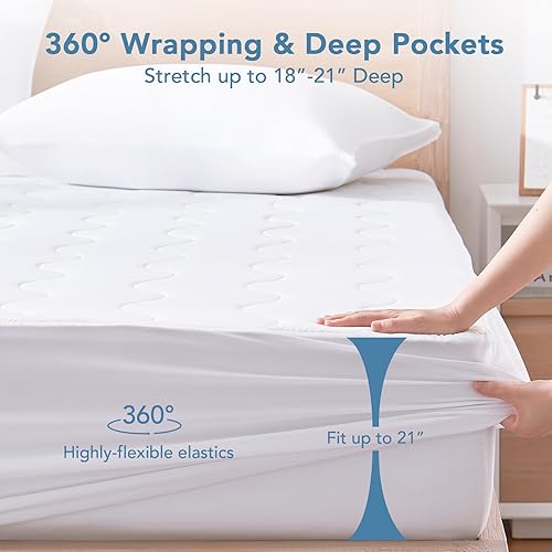 Miniatura 7 de Protector de colchón Instant Cool King para personas que duermen con calor, funda de colchón refrescante impermeable con tecnología 3D TriSupport,