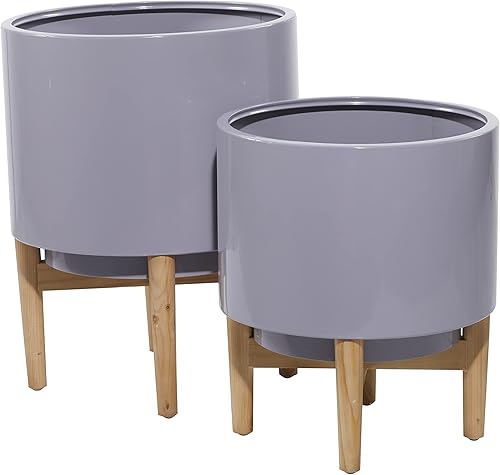 Miniatura 7 de Deco 79 16599 Maceta, 20 pulgadas, 16 pulgadas de alto, gris