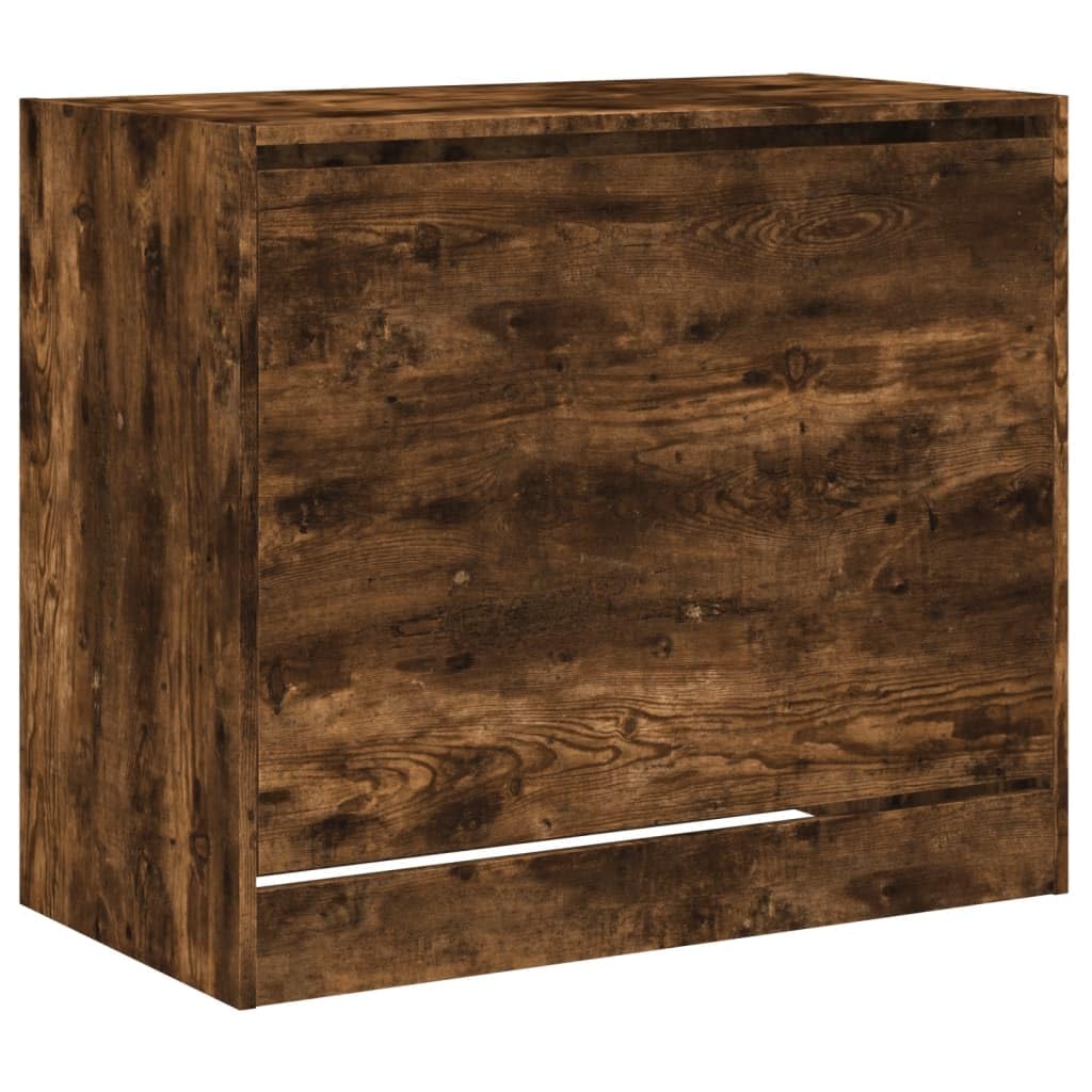 Szafka na buty, dąb wędzony, materiał drewnopochodny, 80 x 42 x 69 cm, kompaktowa, z klapką i 3 półkami, do korytarza, korytarza, sypialni, organizer zamknięta półka na buty