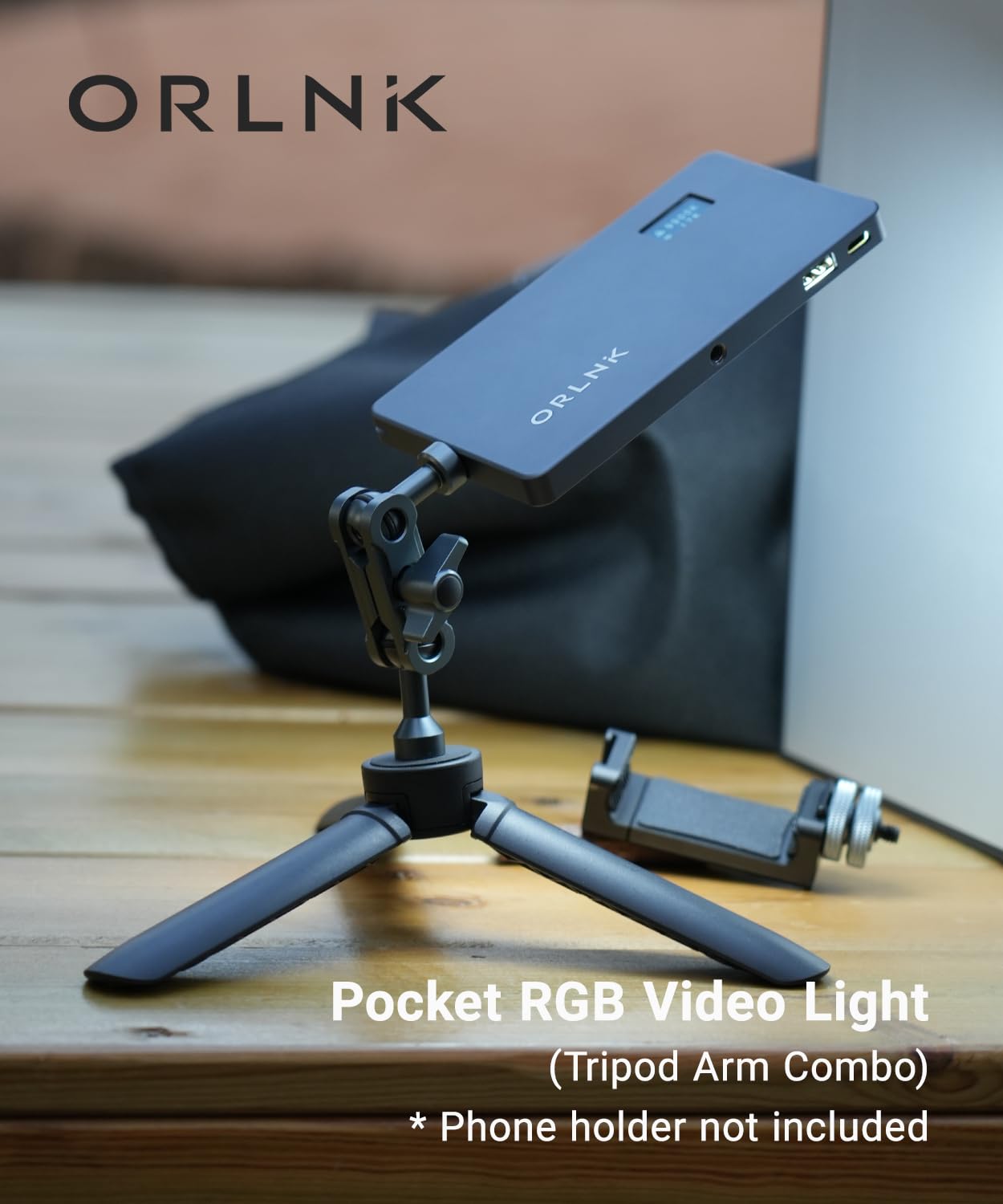 ORLN'K Luce video RGB tascabile, pannello luminoso portatile a LED da 6,5 pollici, 4000 mAh ricaricabile, CRI95+ 2500-9900K, max 10W, corpo in alluminio integrato, illuminazione foto e video (blu