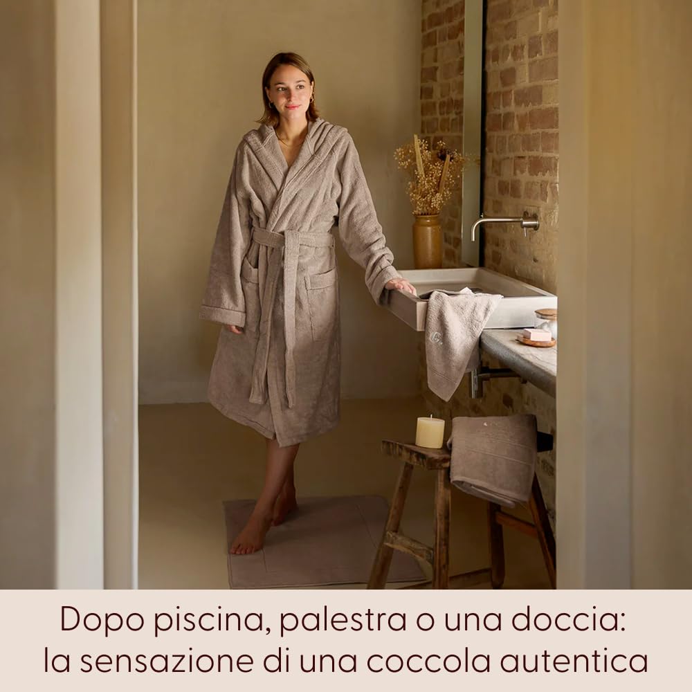 Dalfilo Accappatoio con Cappuccio, Accappatoio Uomo e Donna, in Spugna di Cotone, 470 gr/mq, per Sauna e SPA, Made in Italy, Soffice, Resistente ai Lavaggi, con Tasche Laterali e Cintura
