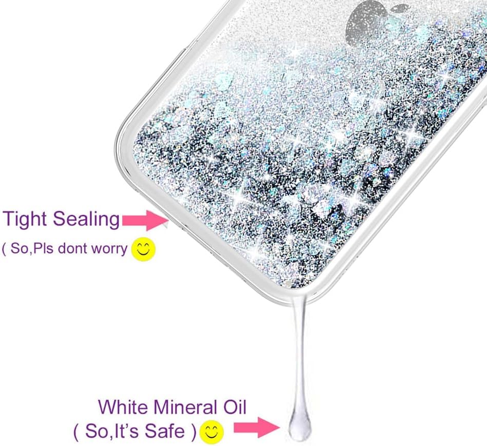for iPhone 16 Pro Max Case, Bling Flowing Liquid Floating Sparkle Colorful Glitter Waterfall TPU Clear Phone Case 6.9",Silver - Image 5