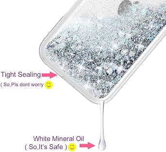 Glitter Floating Liquid Waterfall for iPhone 16 case,Silver