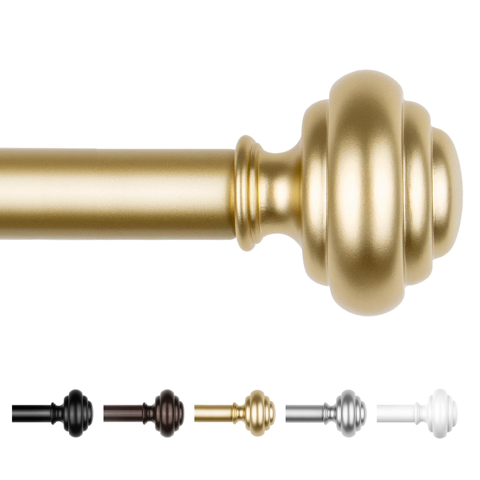 KAMANINA Gold Curtain Rods for Windows 72 to 144 Inches (6-12ft) Long Heavy Duty Curtain Rods, 7/8 Inch Adjustable Decorative Drapery Rods Set with