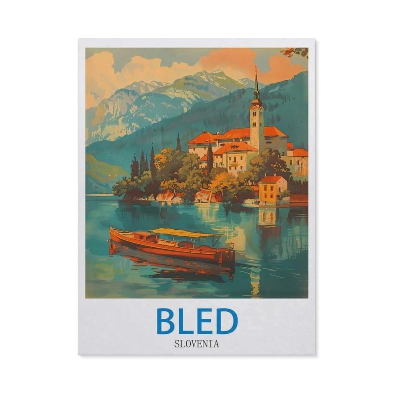 Beayodkp （50 X 60 Cm/19.68 X 23.62 Inches） Diamond Painting Kits For Adults And Kids，Bled Slovenia，Full Drill Round Rhinestone Paint With Diamonds-Ci80