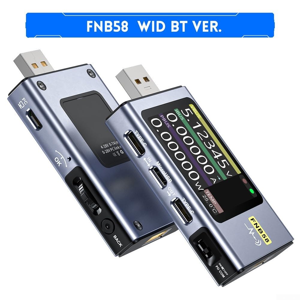 FNB58 Medidor USB Carcasa Metal Carga Rápida