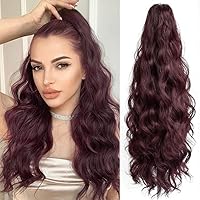 Vista 28 de Extensiones de cabello para cola de caballo con clip de garra, onduladas de 20 pulgadas de largo, cola de caballo sintética para adultos, mujeres