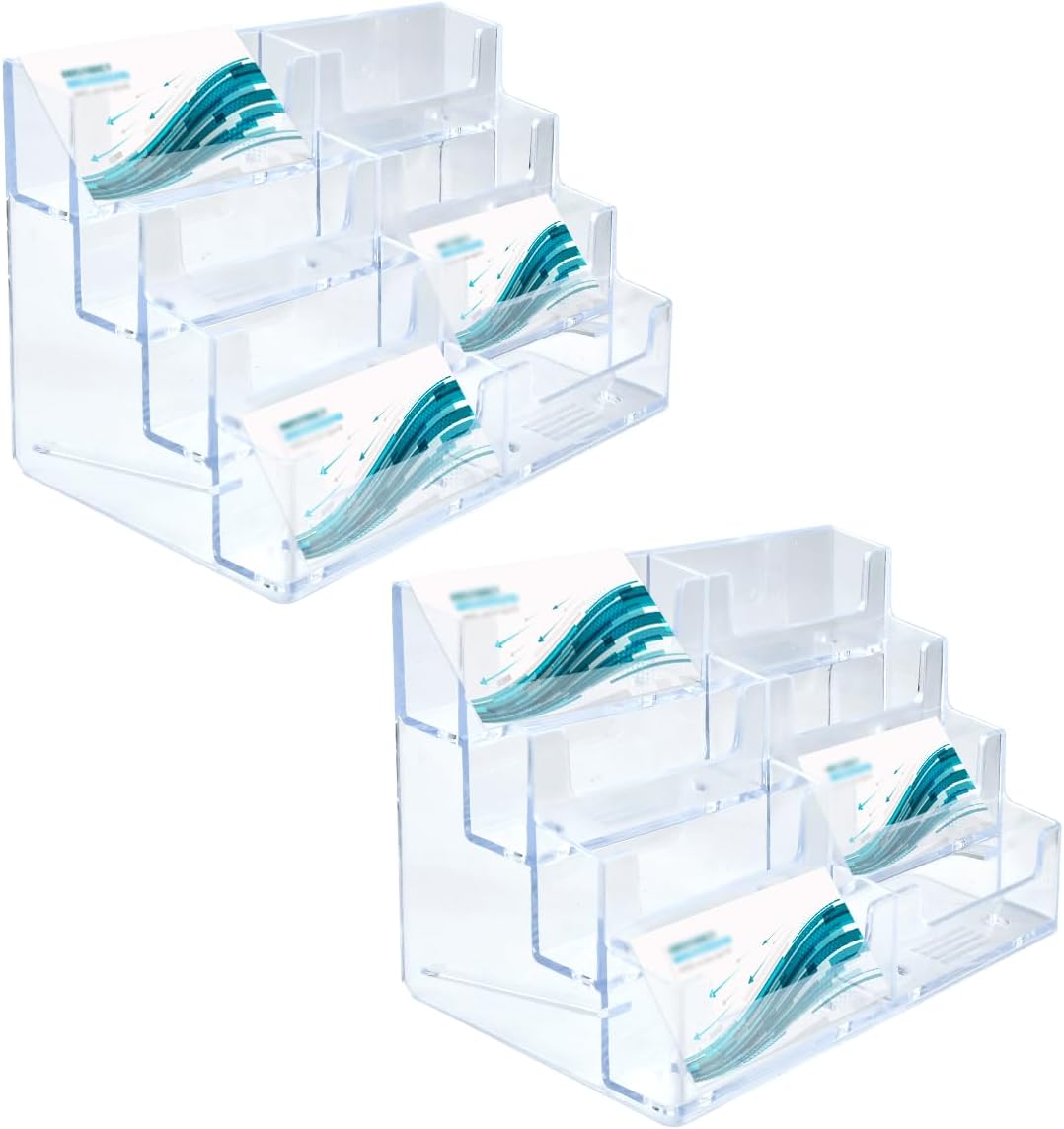 BVOPLME 2Pcs 8 Pockets Clear Acrylic Business Card Holder, Desktop ...