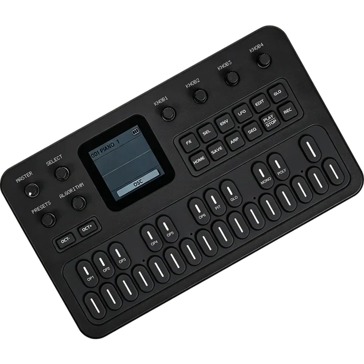 M-Vave FM1 - ​​Sintetizador FM portátil de 27 teclas con 128 presets, 32 algoritmos, 6 operadores, altavoz integrado, arpegiador, secuenciador de 16 pasos, USB-C, BLE MIDI y entrada MIDI