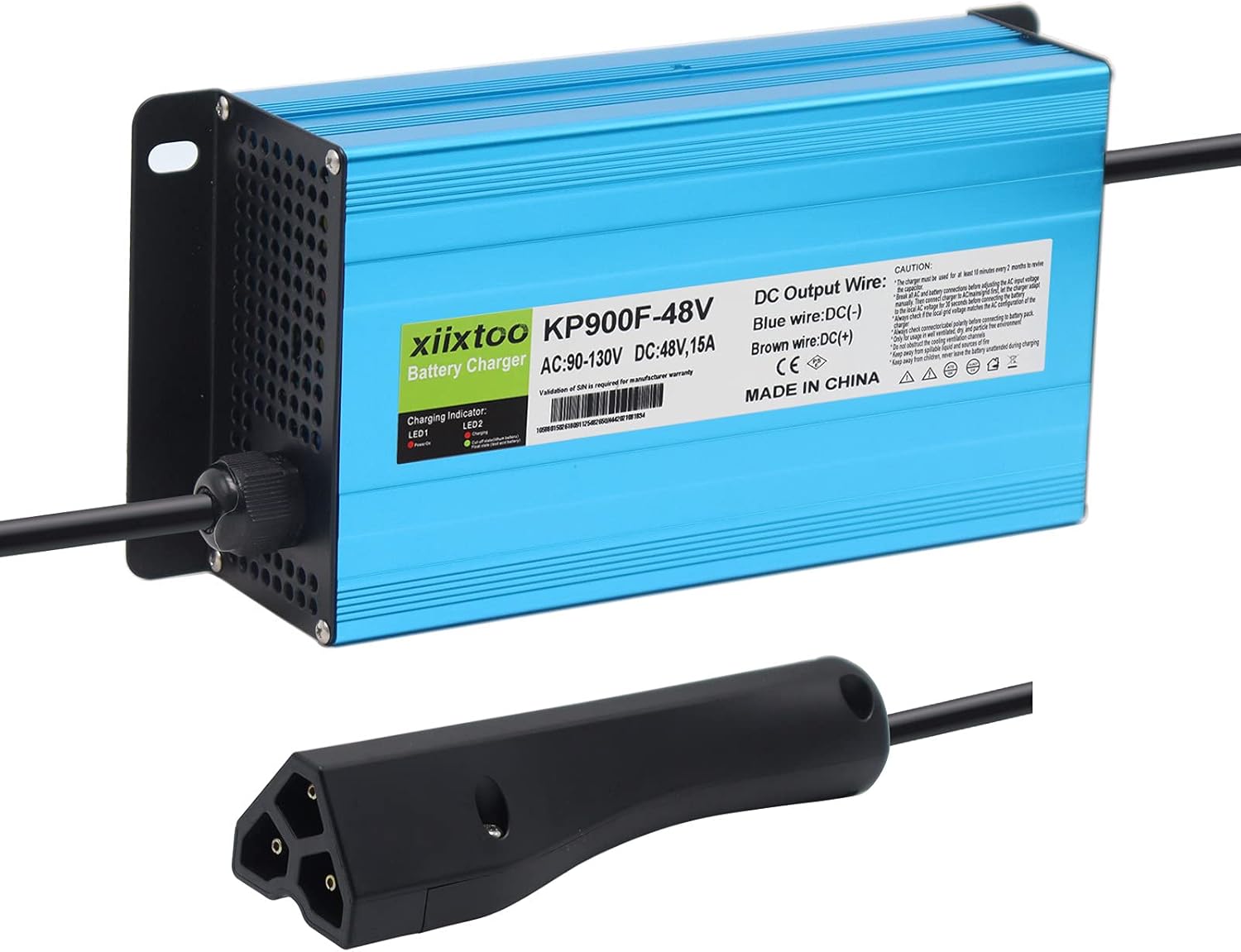 15 AMP Replacement Golf Cart Battery Charger Compatible with 48 Volt EZGO RXV & TXT Golf Carts with 3 Pin Triangle Style/RXV Plug