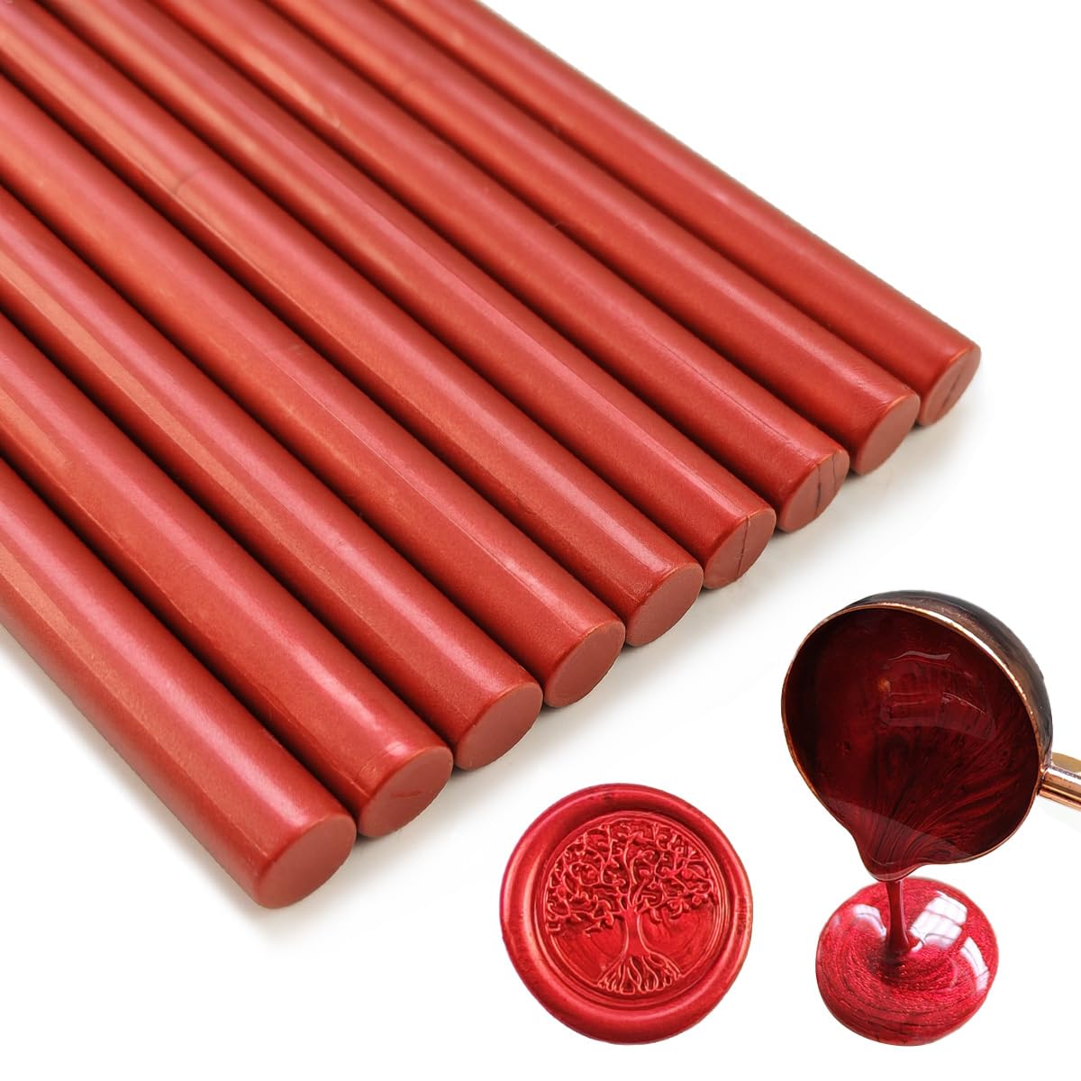 Tomgenrine Glue Gun Sealing Wax Sticks - Ideal for Wax Seals, Letters, Greeting Cards, Wine Packaging, Crafts & Wedding Invitations - 10 Pcs（Flame Red）