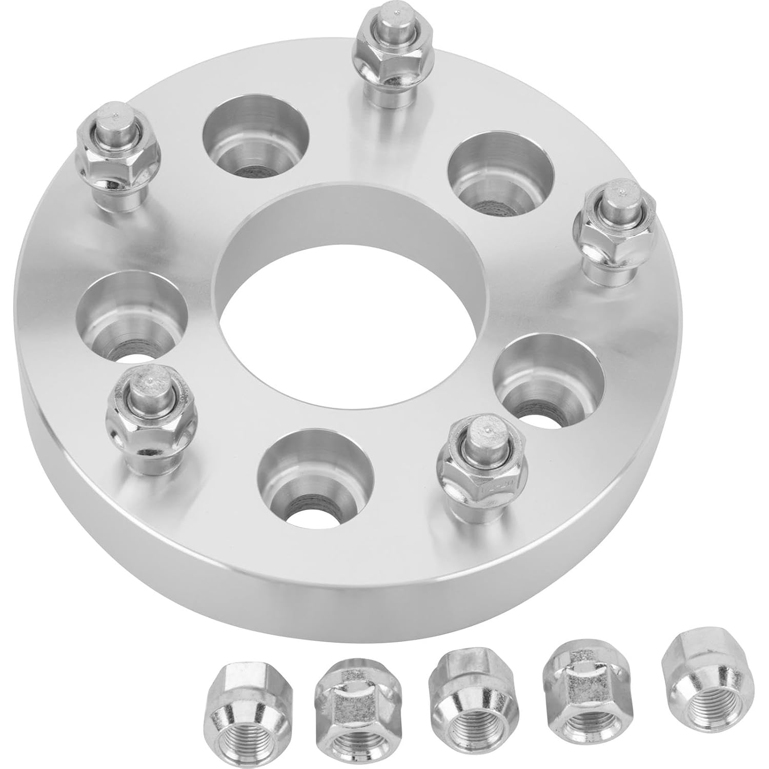 Speedway Motors Billet Aluminum Wheel Adapter 5 on 4.5 to 5 on 5.5 Inch, Converts Early Ford 5-Lug Bolt Pattern Hubs to Large 5-Lug Wheels, Includes Lug Nuts, Single Adapter