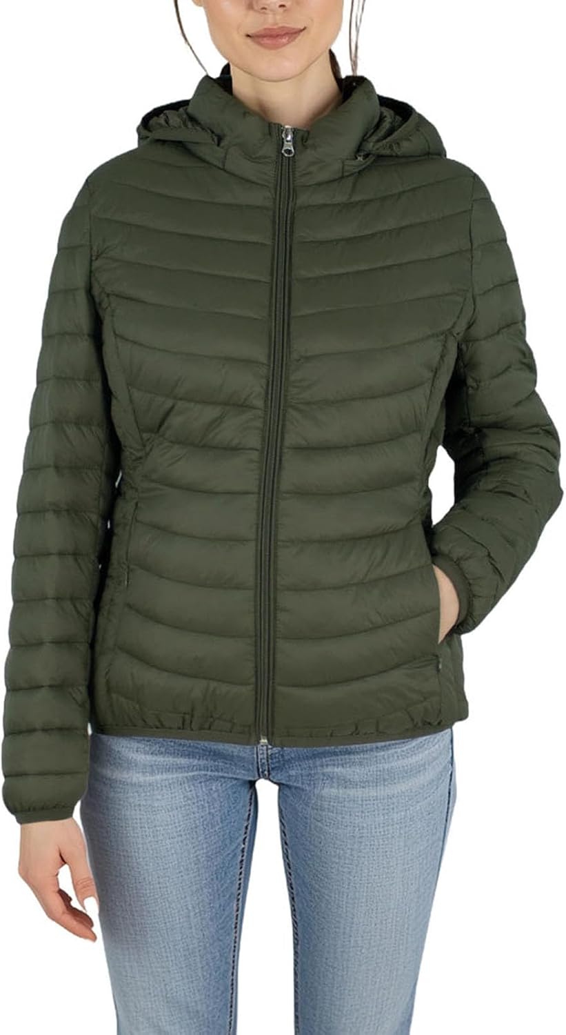 Female Warm Inflatable Padded Jacket Hooded Portable Windproof Ultra Light Outdoor Clothing