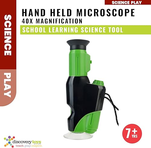 Miniatura 5 de Discovery Toys Microscopio de mano para niños  LED de aumento de 40 x - Kit de ciencia STEM  Juguete de microscopio de bolsillo  Regalo de