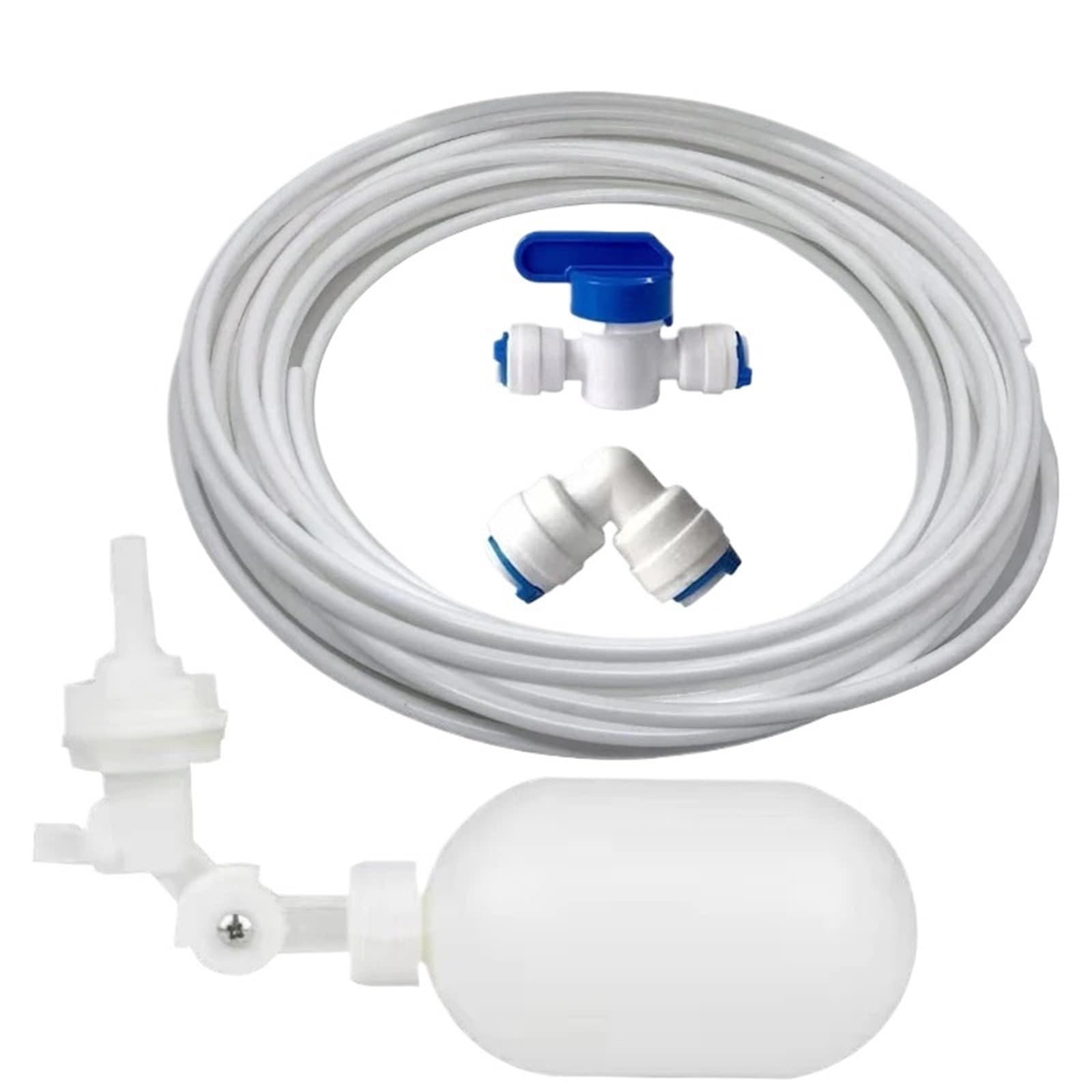 Kit de válvula de Flotador de Tubo de 1/4 Pulgadas for Sistema de ósmosis inversa de Agua RO (1 Unidad + válvula de Bola + tubería L + 5M) Filtro de Agua a presión for conectar