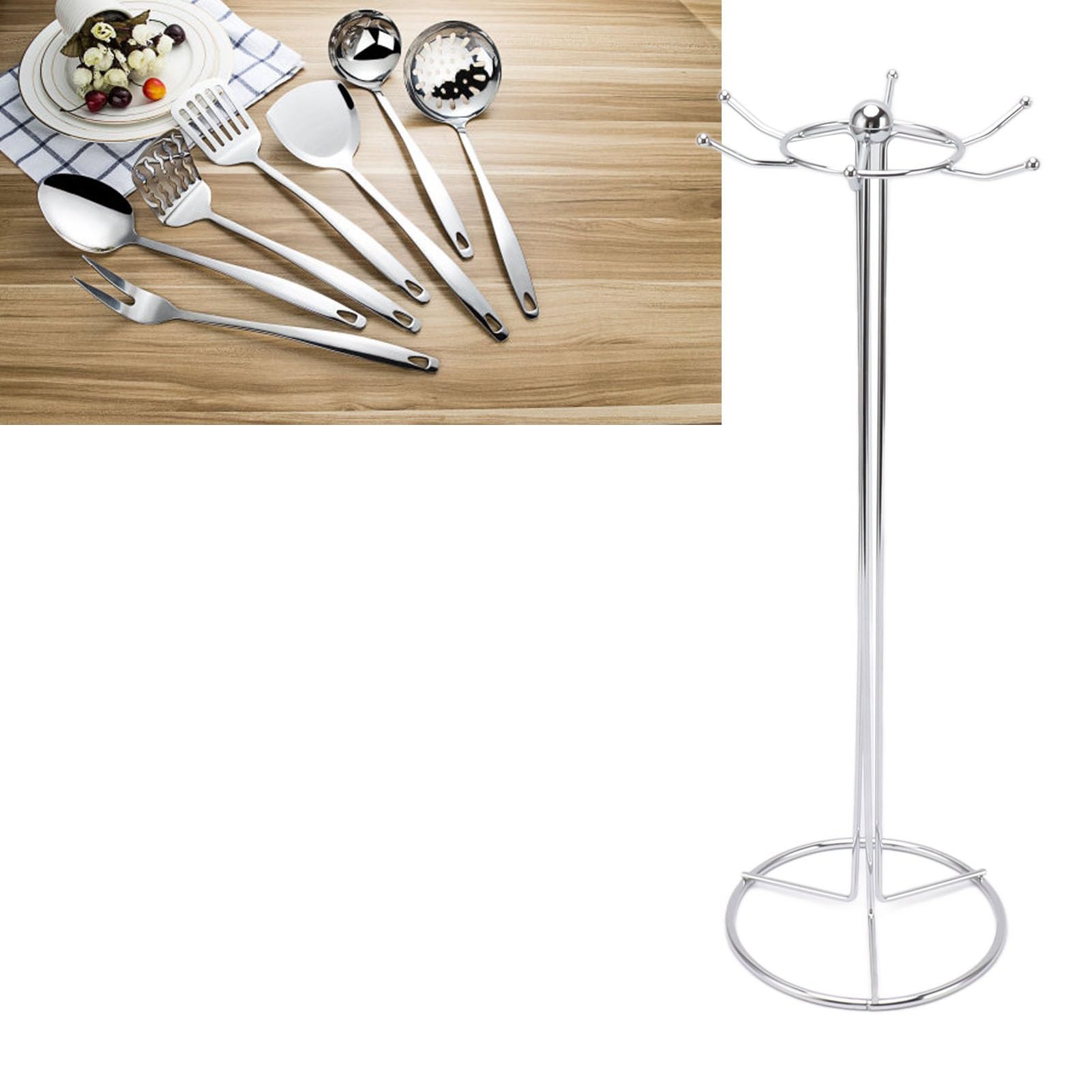 Kochutensilienhalter, Edelstahl Kochutensilien Aufhänger, Multifunktionaler Küchenarbeitsplatten Utensilien Organizer Regal Küchenregal Gestell Küche Hängeleiste für Löffel, Spatel, Suppenkelle