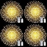 Techip 4 Pcs 225Led Starburst Lights Battery Operated Fairy Lights Copper Wire with Remote 8 Modes W