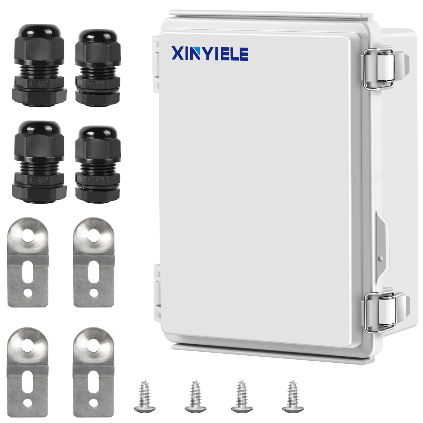 Waterproof Outdoor Project ABS Plastic Junction Box IP67 Weatherproof Dustproof Enclosure with Hinged Cover, Mounting Plate,Wall Brackets for Power Project (10.2"X6.3"X3.9")