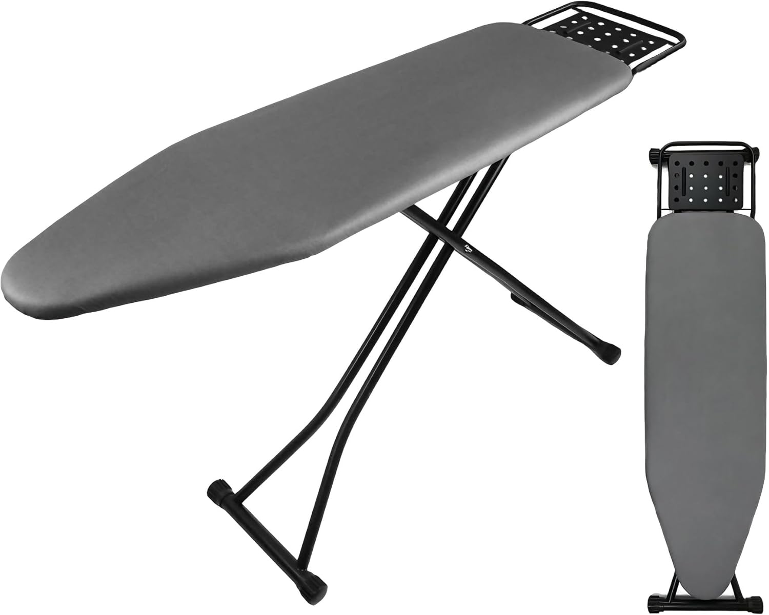 Tabla de planchar de tamaño completo, cubierta resistente al calor con reposo de vapor, acolchado ultra grueso, altura ajustable, patas de marco de