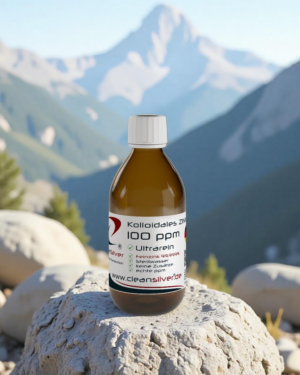 CleanSilver - Kolloidales Zink hochdosiert 100ppm, 250ml - Ultrarein: Sterilwasser und Zink 99,999+% - Made in Germany - stets frisch - keine Lagerware!