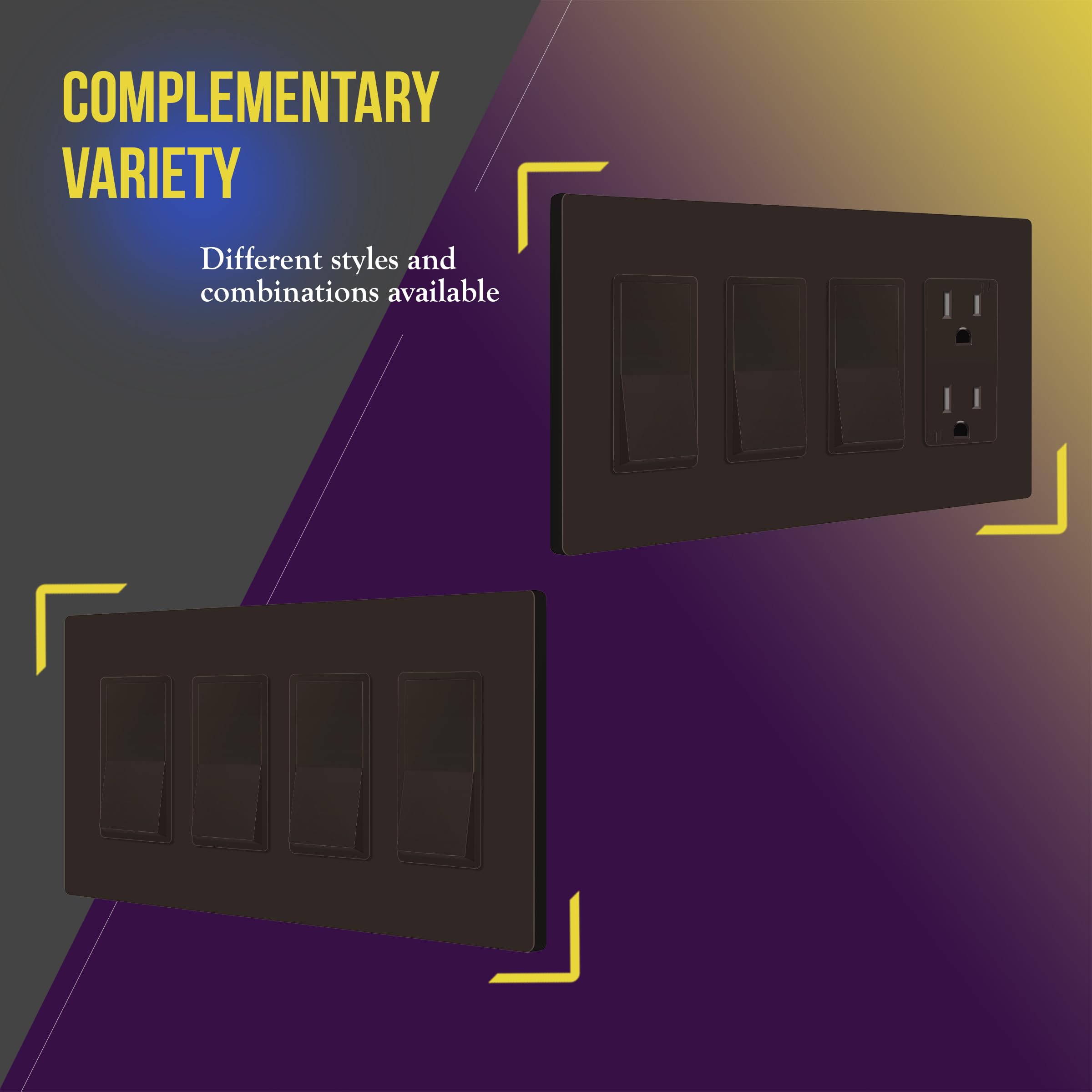 ENERLITES Plaques Murales Décoratives Sans Vis - Couvercles De Sortie Sans Danger Pour Les Enfants - Taille 4