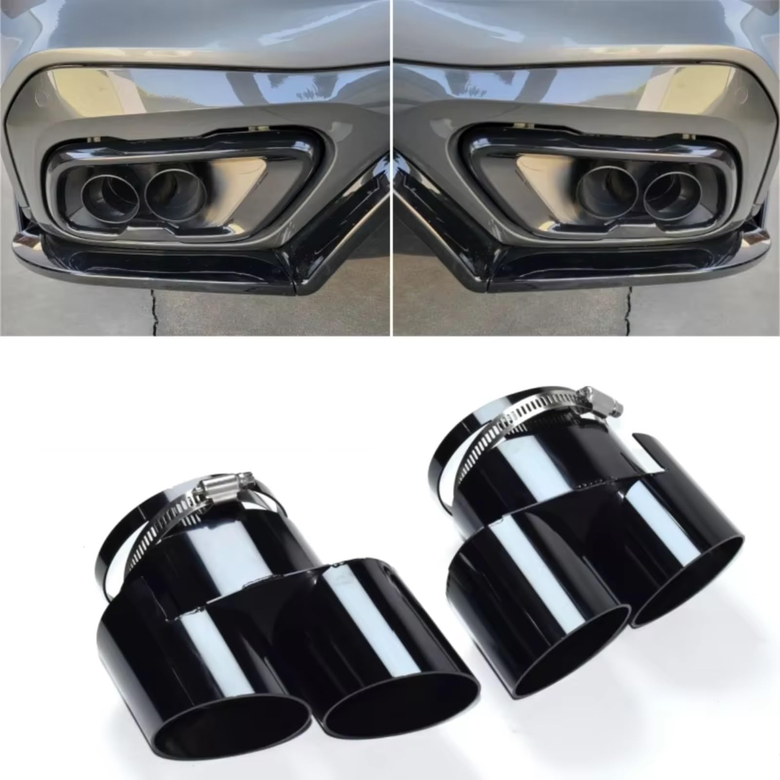Terminale Di Scarico Per BMW X5 X6 Terminale Di Scarico Doppio G05 G06 In Acciaio Inox Nero Da Uno A Due Terminali Di Scarico Per Auto(Nero)