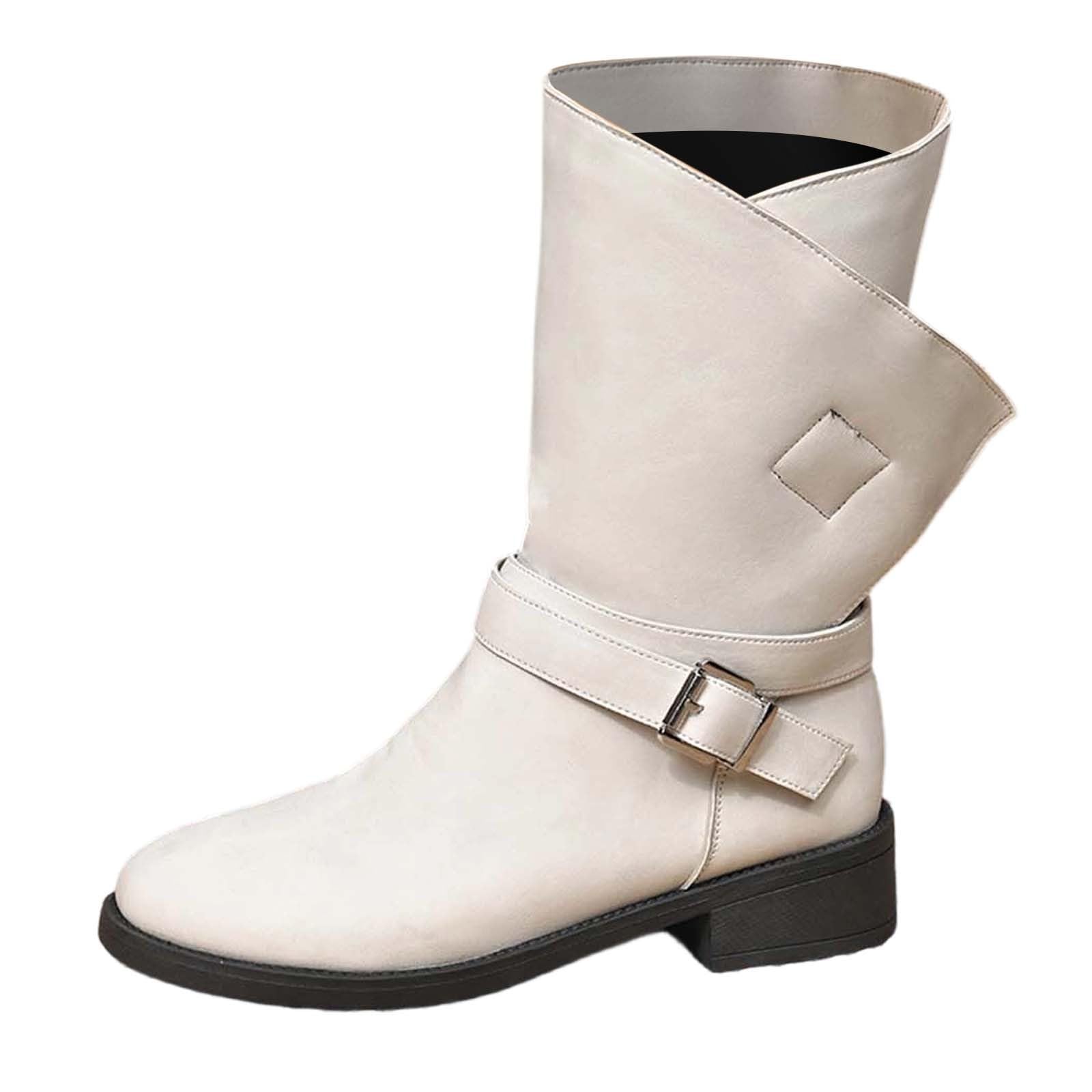 Botas por Encima de la Rodilla Botas Cortas Informales de Talla Grande con tacón Grueso y Manga Estilo Bota Moda