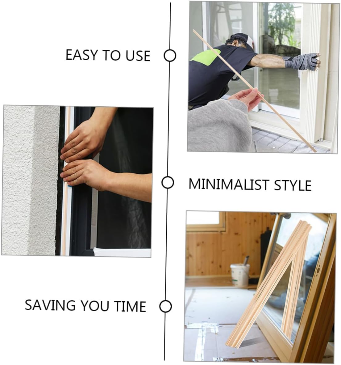 10pcs DIY Window Trim Kit Isosceles Triangle Wooden Strips Decorative for Windows and Screens