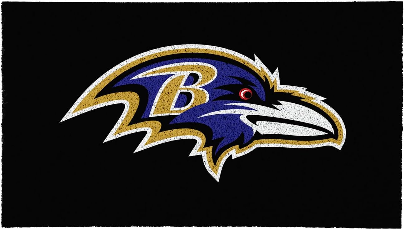 Team Sports America NFL Baltimore Ravens Sports Doormat | Indoor Outdoor Entrance | 28 x 16 Inches | Non-Slip Front Door Mats | Official Licensed | Sports Fans Entryway Welcome Rug