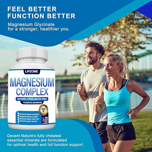 Miniatura 6 de Suplemento Complejo de Magnesio 1000 mg  Mezcla avanzada de magnesio 8 en 1  Glicinato, Citrato, Malato, Taurato, Óxido, Aspartato, Orotato, Cloruro