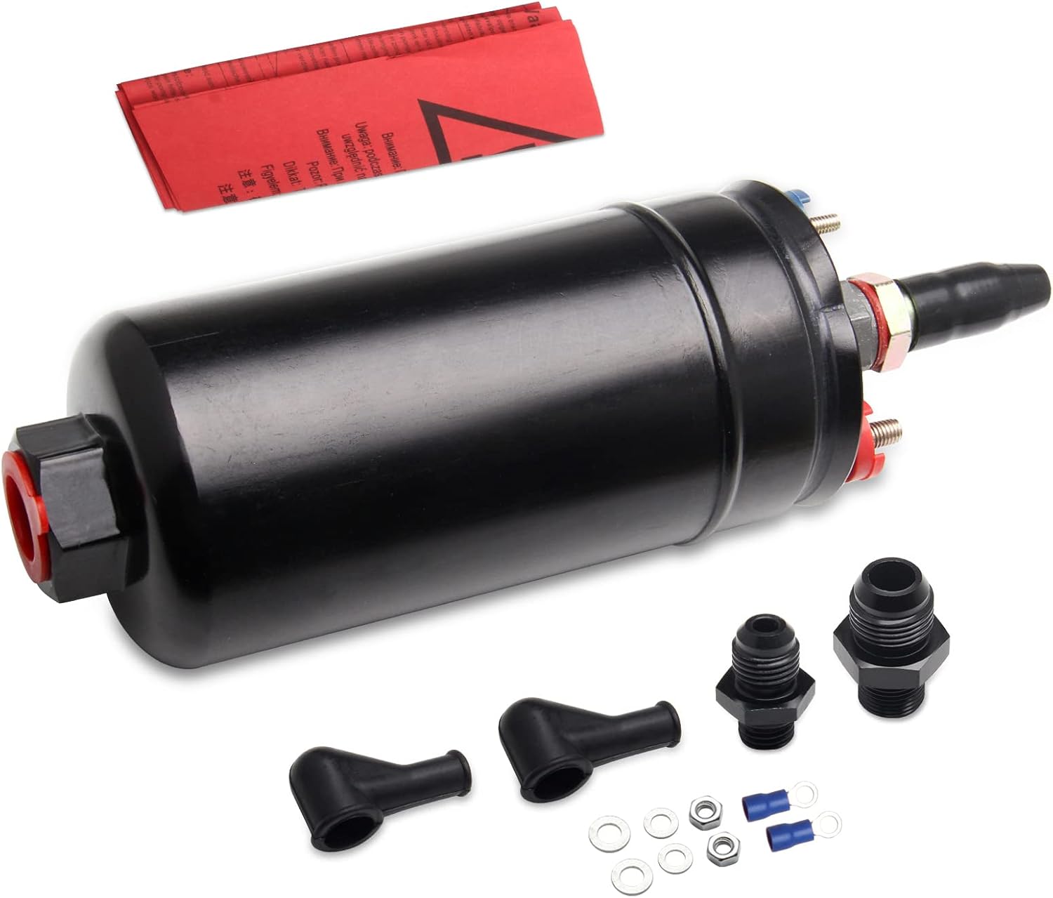 300LPH Inline Fuel Pump High Pressure 12V Electric Fuel Injection 10AN Inlet 8AN Outlet Universal High Flow External Fuel Pump Replace 580254044 HTRACING