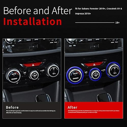 Miniatura 2 de Auovo Cubiertas de Anillo Exterior para Perilla de Control del Clima AC Accesorios para Subaru Crosstrek 2018-2022 2023 / Impreza 2017-2023