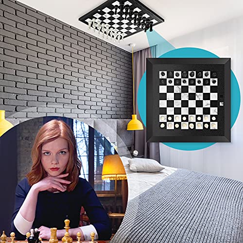 Home Magnetics Magnetic Wall Chess Set - Wall Mounted Chess Board Game - Framed Wooden Chess Set With Magnetic Chess Pieces (White) #TOP5