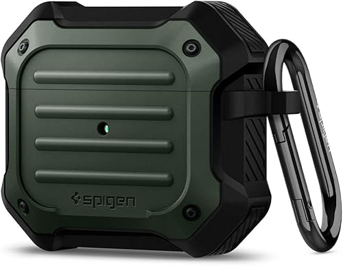 Spigen Funda Tough Armor diseñada para Airpods de 3 generación (2021), funda de protección contra caídas con llavero, color verde militar