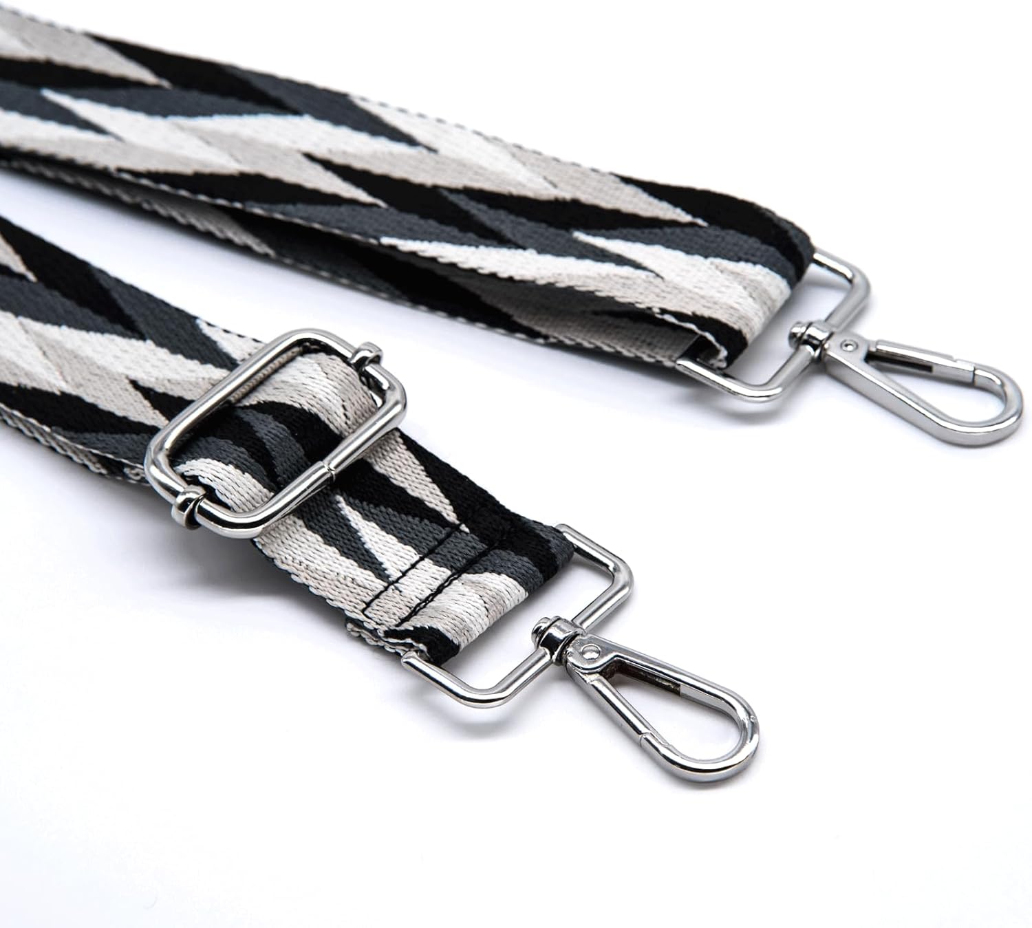 S&loyoe Purse Straps Replacement Crossbody Bag Strap Adjustable Wide Guitar Straps for Handbags 1.5inch (Blade splicing gray silver) - Image 3