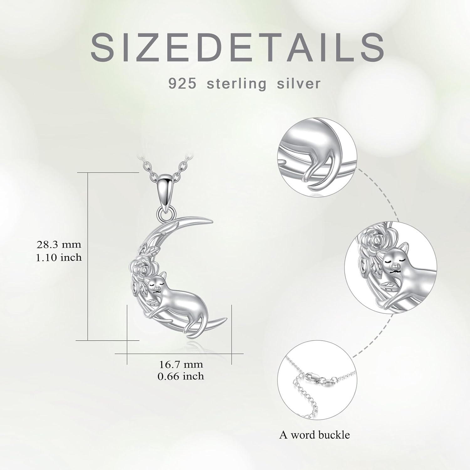 Sterling silver Cat Necklace with Birthstone Necklace for women Black Cat Pendant Gift for Women - Image 4