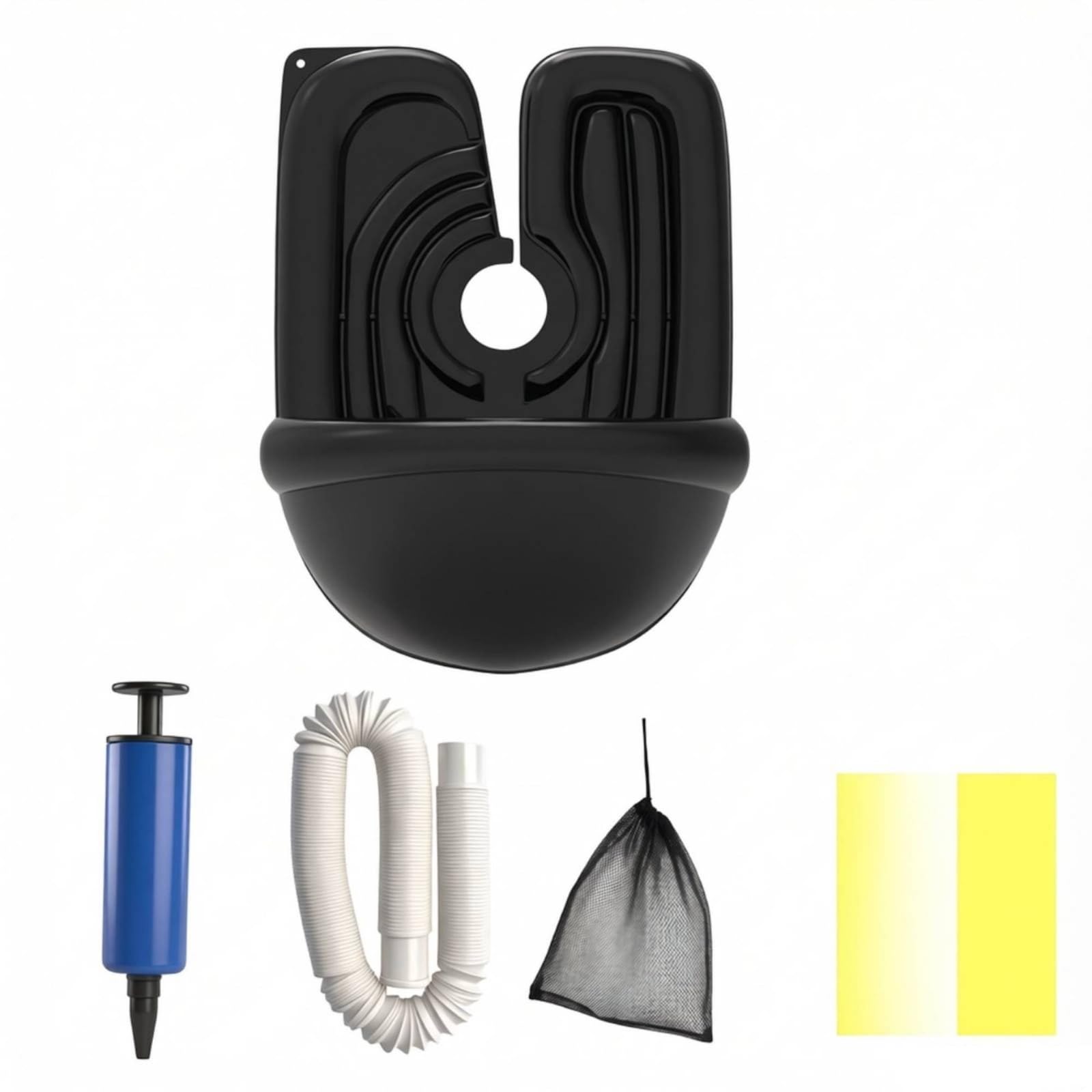 F Fityle Lavacabezas Portátil Inflable Plegable Lavacabezas Inflable con Reposacabezas Ergonómico Lavabo con Tubo Drenaje para Enfermos en Cama, Casa, Negro, Estilo C