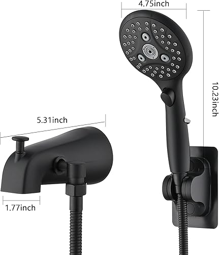 Miniatura 30 de PROOX Boquilla de bañera de metal con desviador negro mate, boquilla desviadora para ducha de mano