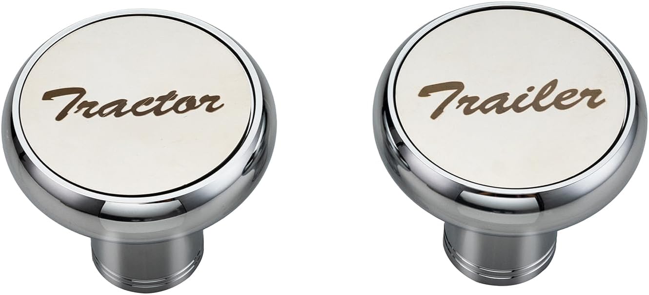 Pair of Tractor/Trailer Air Valve Knobs Made from Aluminum Interior Accessories Air Brake knobs Compatible with Kenworth T680 Peterbilt 379 389 579 Freightliner, Chrome Stainless Steel (2 Set)