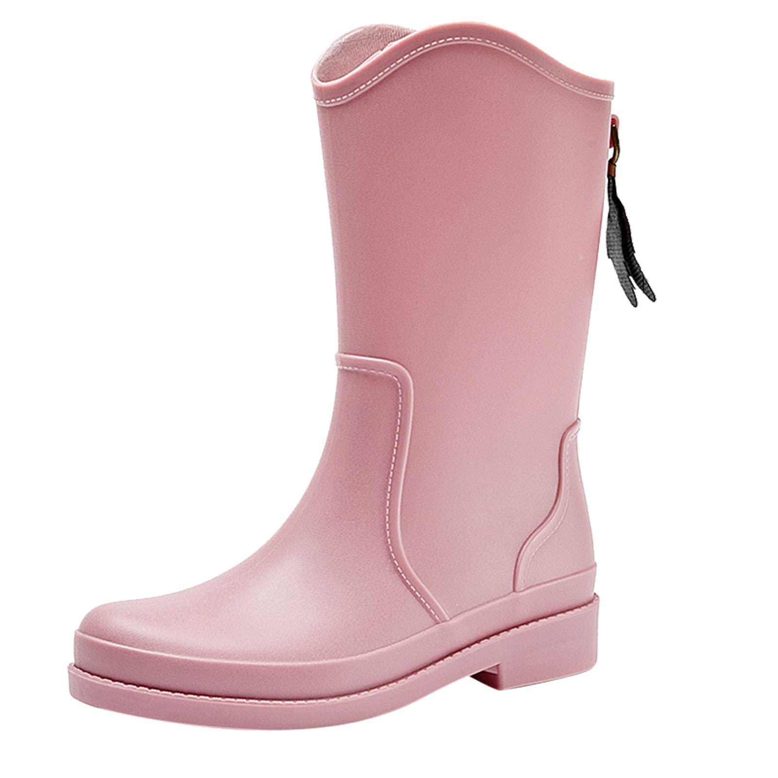Generisch Botas de agua medias para mujer, botas de lluvia impermeables básicas de un solo color, botas de agua ligeras, unisex, medias botas de pesca, botas de agua para lluvia