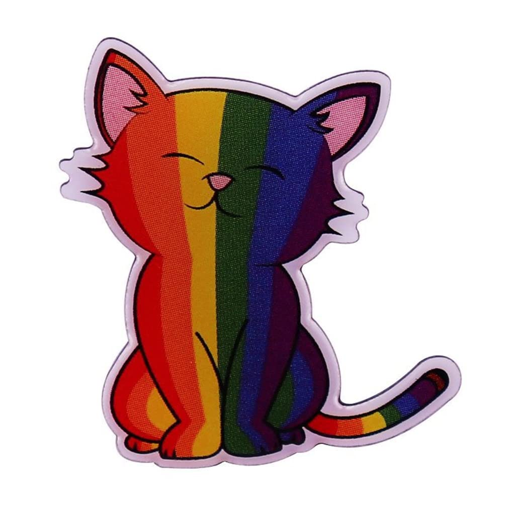 LGBTQ Rainbow Flag Cat Badge Kitty Pride LGBT Gay Animal Hard Enamel Brooches Badges Lapel pin For Kids Girls Gifts Fashion Jewelry Accessories