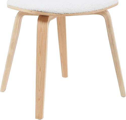 Miniatura 7 de Armen Living Jaguar Mid-Century - Silla de comedor tapizada en acabado de roble con diseño de boucle blanco