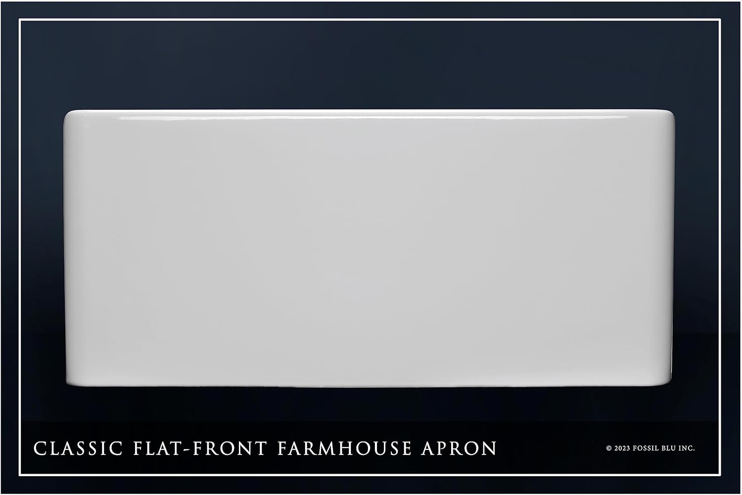 FSW8001 LUXURY 20 X 18 INCH BATHROOM FARMHOUSE SINK IN WHITE, REVERSIBLE, SOLID FIRECLAY, FLAT FRONT, BY FOSSIL BLU