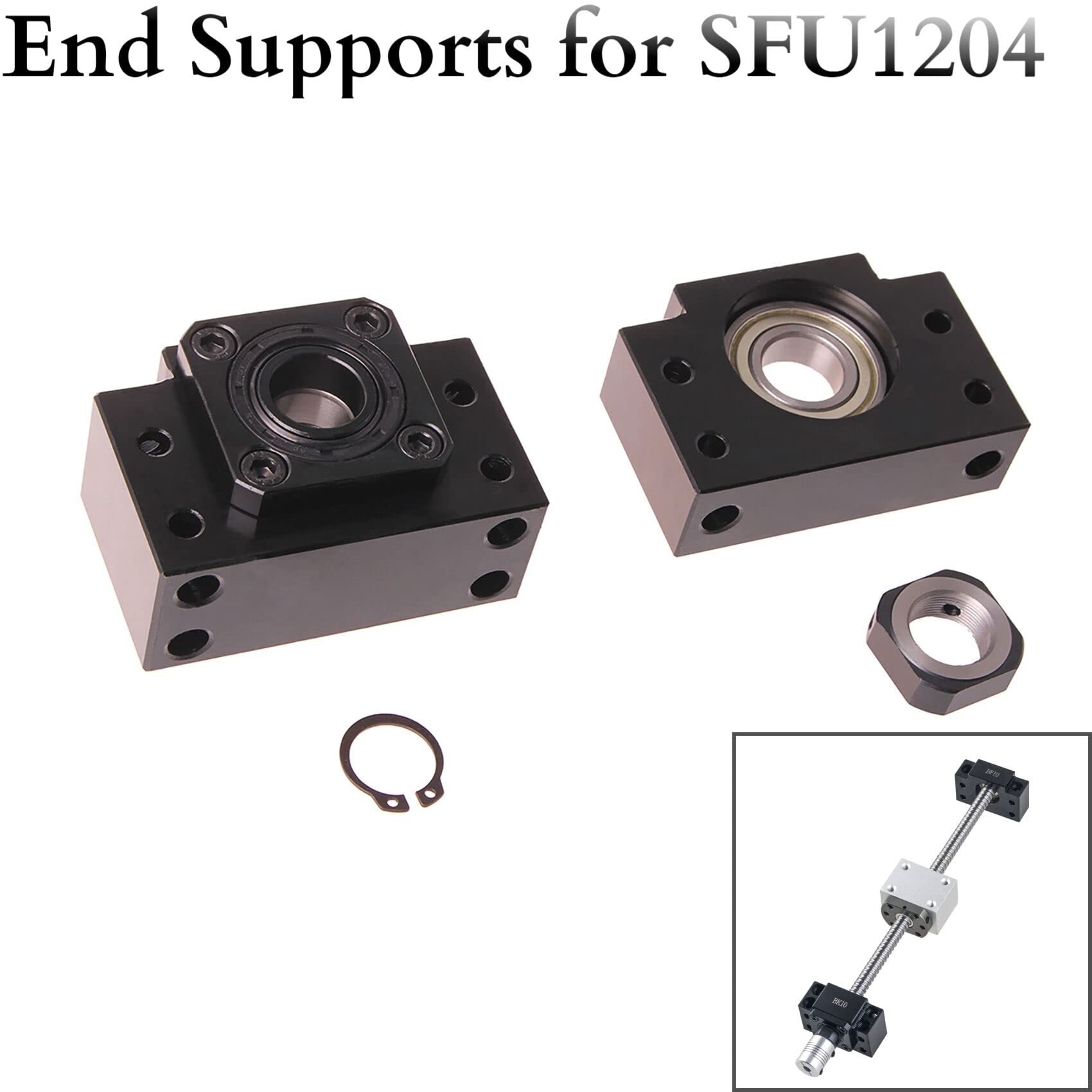 SFU1204-250mm Kit viti a sfera, vite a sfera anti-gioco con alloggiamento dado vite a sfera e supporti terminali BK/BF10 + accoppiatore, parte di alta precisione per macchina CNC