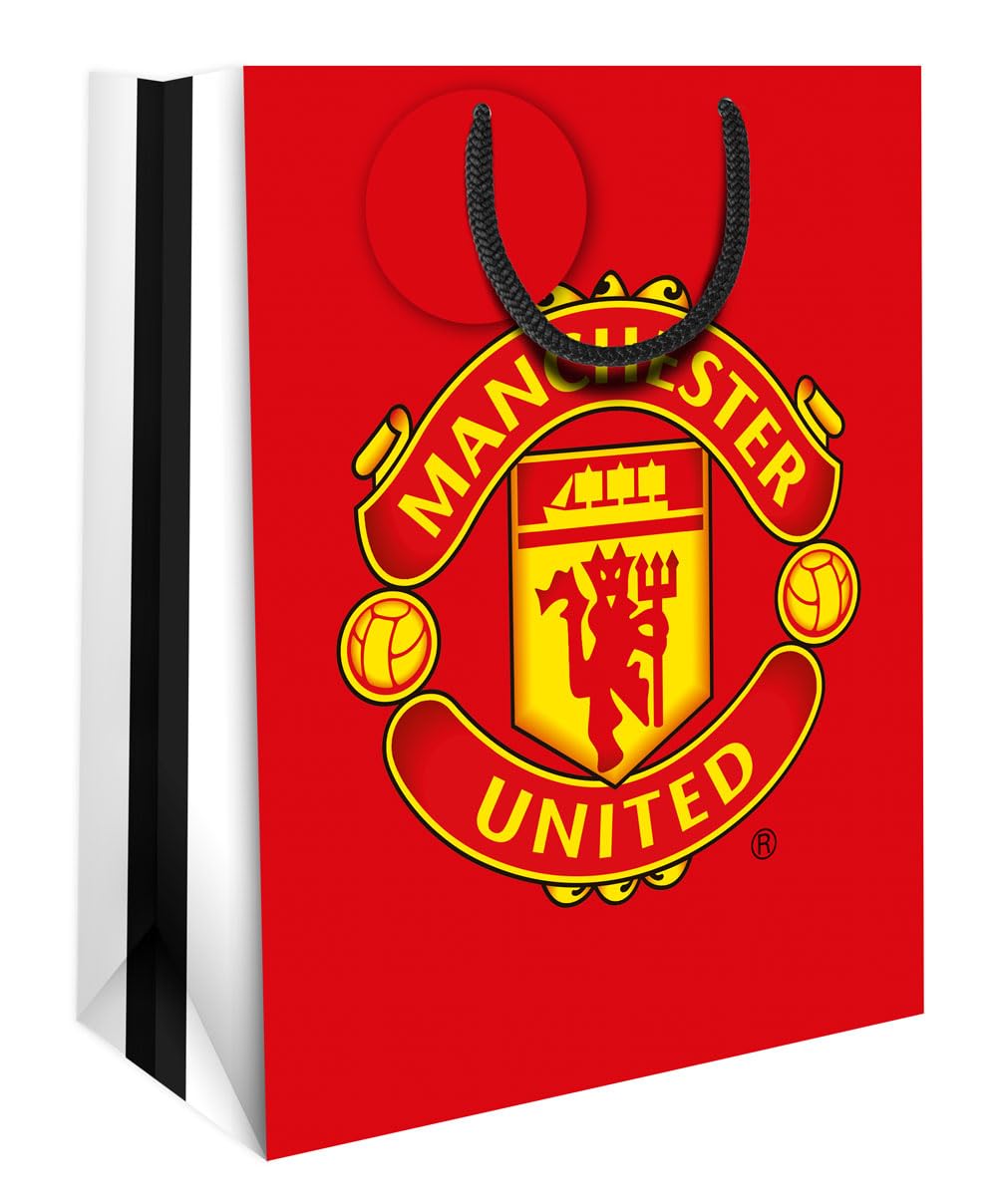Danilo Promotions Ltd MANCHESTER UNITED FC GIFT BAG FOOTBALL THEME MEDIUM SIZE BIRTHDAY GIFT BAG