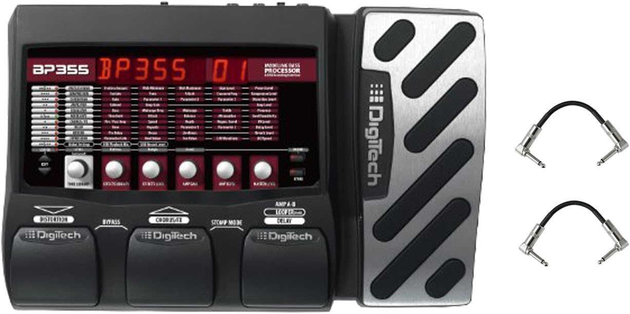 DigiTech BP355 Bass Guitar Multi-Effects Processor Stomp Mode Pedal With A Pair of Patch Cables