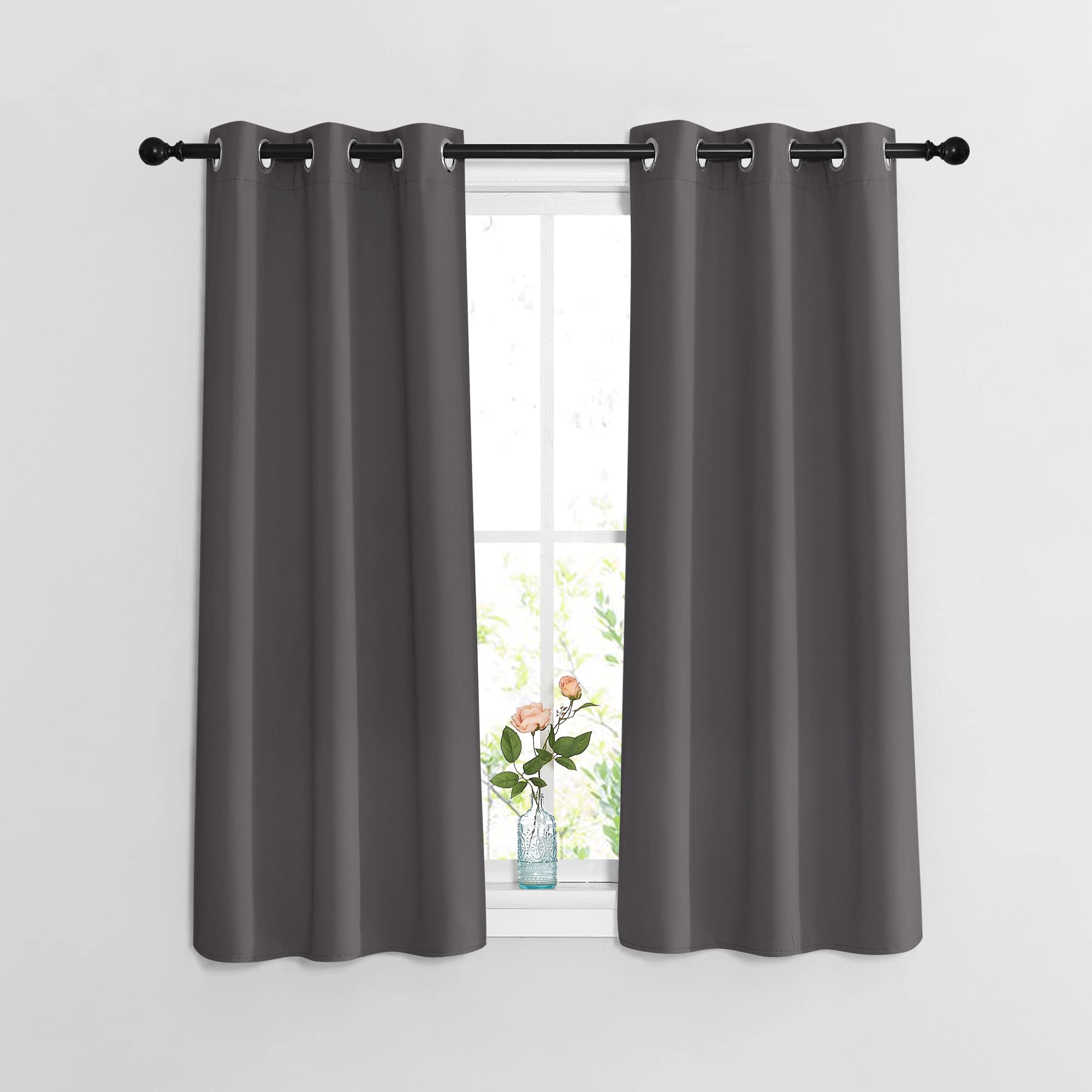 NICETOWN Bedroom Blackout Curtains 54 inch Long - Window Treatment Thermal Insulated Solid Grommet Room Darkening Drapes for Flat/Apartment (Set of 2,